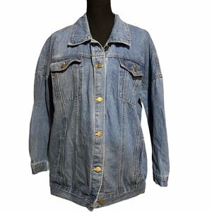 PrettyLittleThing Drop Shoulder Oversized Denim Jean Jacket Women's S Small